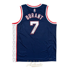 Load image into Gallery viewer, KEVIN DURANT AUTOGRAPHED NBA 75TH ANNIVERSARY BROOKLYN NETS CITY EDITION SWINGMAN JERSEY
