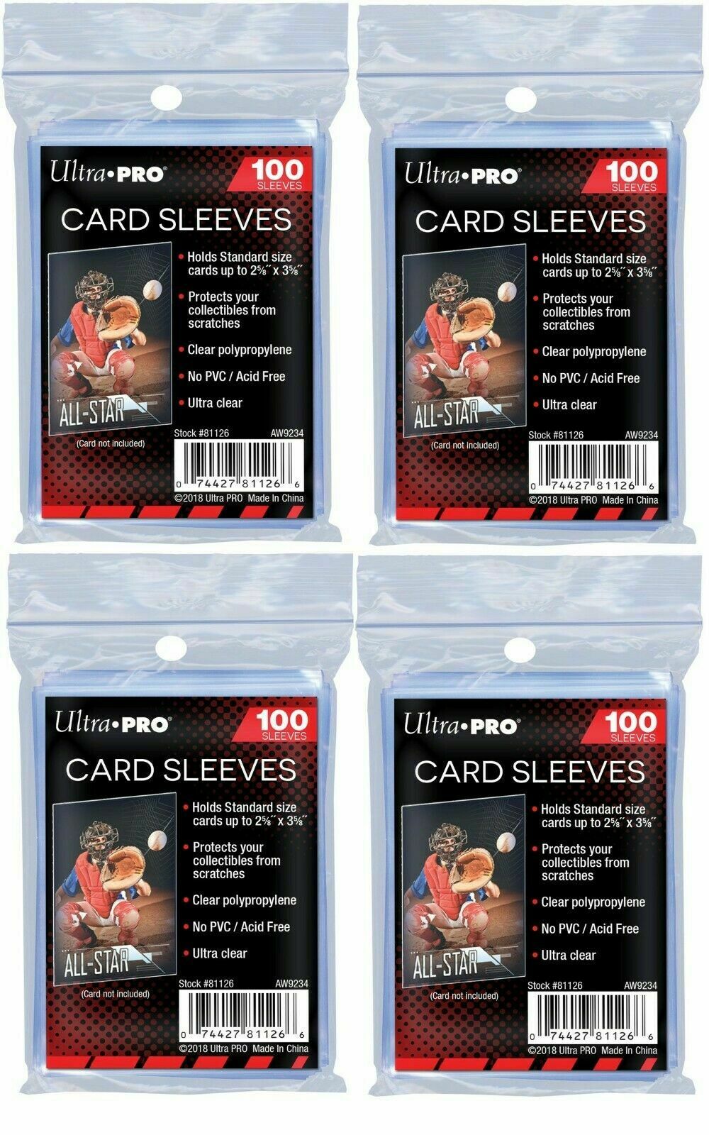 400 x Ultra Pro Soft Card Sleeves - Clear Penny Protector 4 Packs (PK 100)
