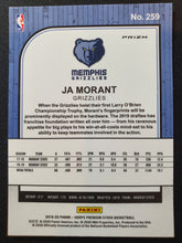 Load image into Gallery viewer, 2019-20 Panini HOOPS Premium Stock Ja Morant Silver Laser Prizm #259 Rookie RC
