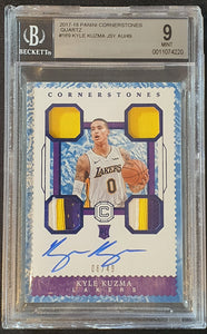 2017-18 Panini Cornerstones Quartz #169 Kyle Kuzma Rookie RC Jersey Auto /49 BGS 9