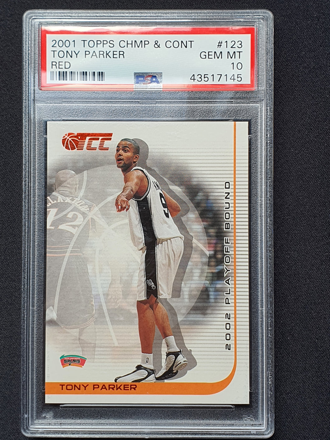 2001 Topps cham & cont Tony Parker Rookie RC #123 RED Variation POP 2