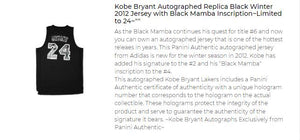 Kobe Bryant Autographed Black Winter 2012 Jersey with Black Mamba Inscription ~ Limited to 24~