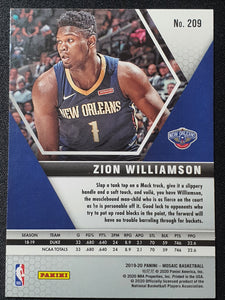 2019-20 Panini Mosaic Zion Williamson #209 RC Rookie