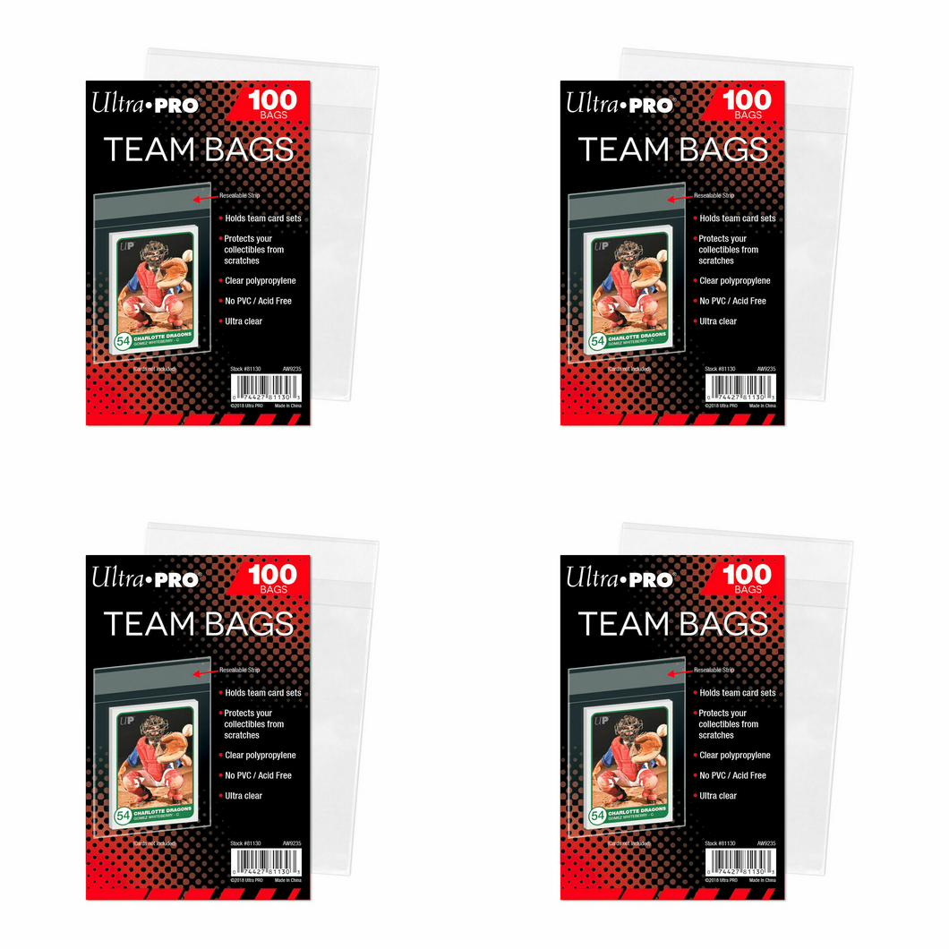 400 x Ultra Pro Team Bags Resealable Card Set Toploader Sleeve -  4 x 100ct