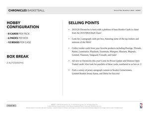 2019-20 Panini Chronicles Basketball Hobby Box