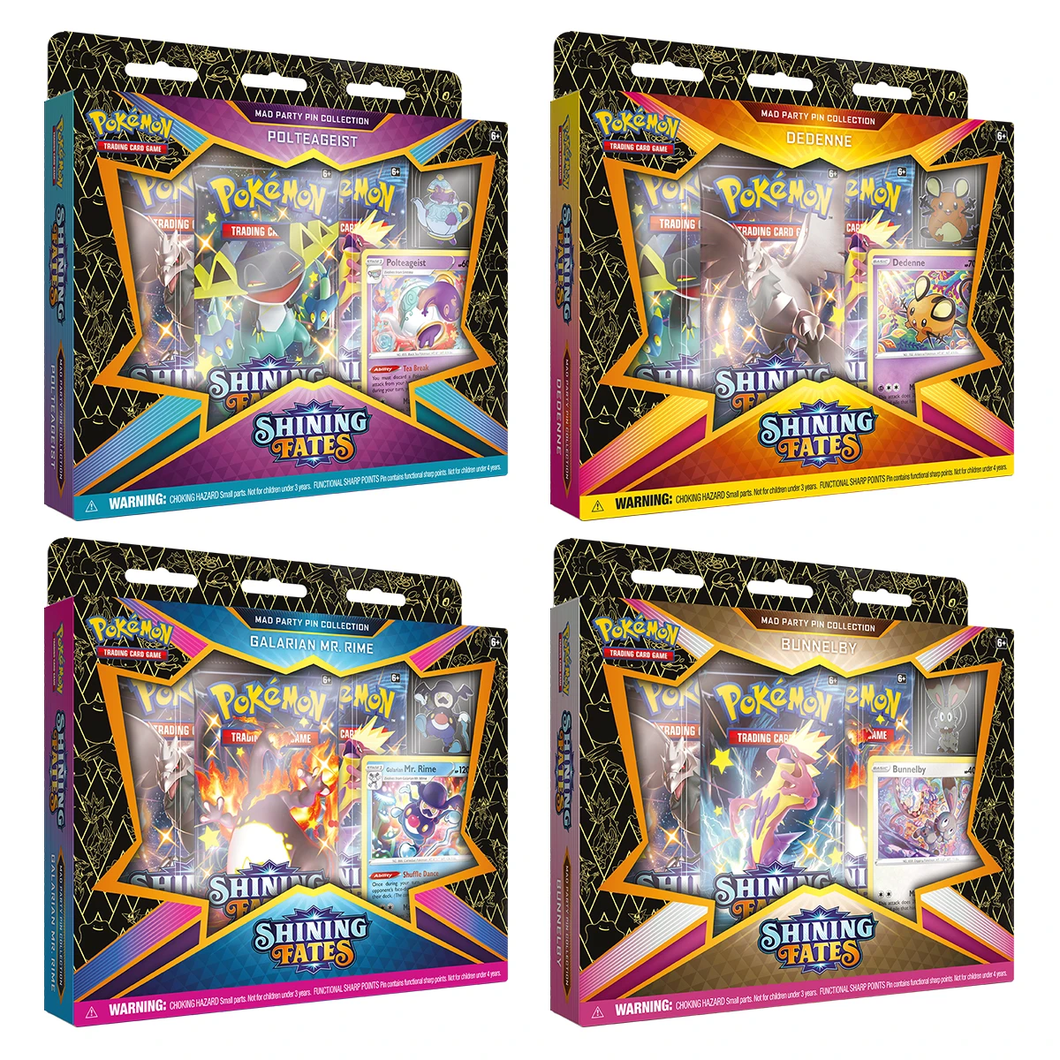 Pokemon TCG Pin Collection Shining Fates Mad Party (Set of 4)